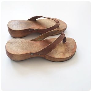 Leather wooden clog sandals 7